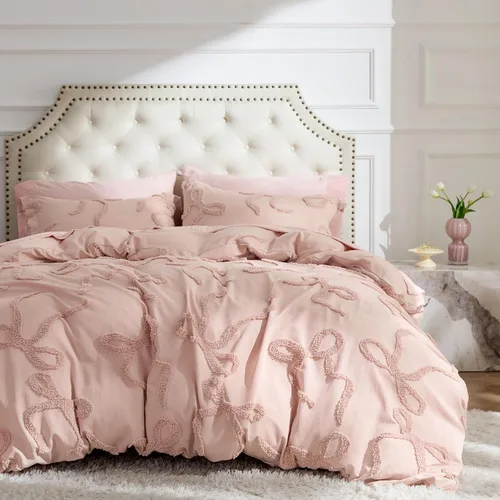 Vista 26 de Bedsure - Juego de funda de edredón bohemio tamaño individual - Ropa de cama bohemio verde oscuro transpirable y suave, funda de edredón lavable a