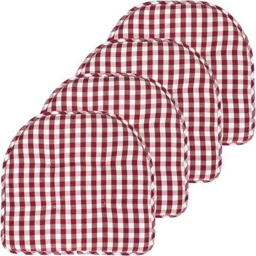 Vista 101 de Sweet Home Collection - Cojín de espuma viscoelástica para silla con capitoné, antideslizante, en forma de U, de 17 x 16 pulgadas, a cuadros Cuadros