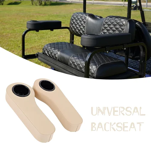 Vista 2 de Golf Cart Armrest with Cup Holder for EZGO Club Car Yamaha Aftermarket Rear Seat Kit