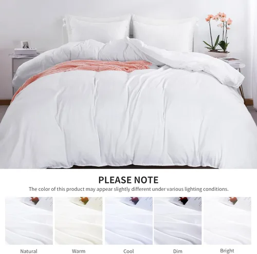 Vista 2 de HOMBYS - Funda de edredón de tamaño King extragrande de 120 x 120 pulgadas, funda de edredón ultra suave de microfibra blanca para todas