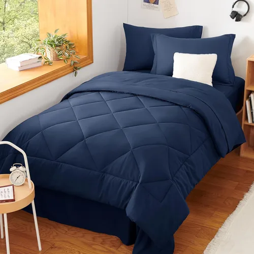 Vista 28 de CozyLux Juego de edredón de tamaño Queen, rojo burdeos, toda la ropa de cama en una sola bolsa, 7 piezas: edredón, fundas de almohada y de almohada
