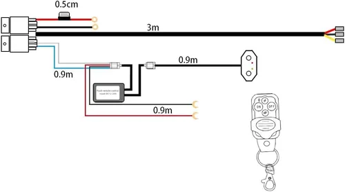 Vista 7 de Kit de arnés de cableado de doble color/haz alto y bajo con control remoto DC12V Máximo 300W 40A Luces LED Cable de núcleo de 14AWG Arnés
