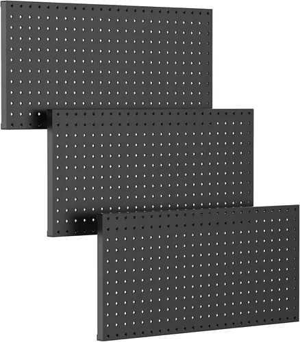 Vista 11 de TORACK 3 paneles de metal (12 x 24 pulgadas) para pared, garaje, herramientas, almacenamiento, tablero de clavijas para banco de trabajo, kit