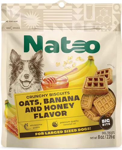 Vista 12 de NATOO Galletas para perros pequeños y cachorros, golosinas crujientes de coco y mango, galletas naturales saludables para perros, ricas en Omega 6