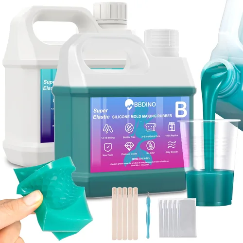 Vista 12 de BBDINO Kit de fabricación de moldes de silicona, silicona líquida súper elástica para hacer moldes de 70.6 onzas, goma de silicona suave de curado