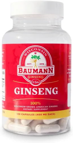 Vista 7 de Baumann Wisconsin - Cápsulas de ginseng 60 píldoras de 400 mg – Extracto de raíz de ginseng americano puro en polvo en cada píldora – Suplemento