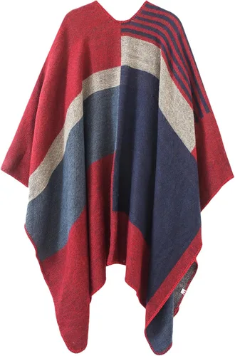 Vista 128 de Urban CoCo Poncho de colores para mujer, chal con frente abierto, color en bloques