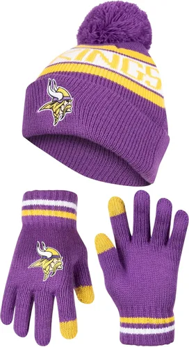 Vista 26 de Ultra Game Gorro de punto de invierno oficial de la NFL para jóvenes, súper suave, con guantes extra cálidos para pantalla táctil