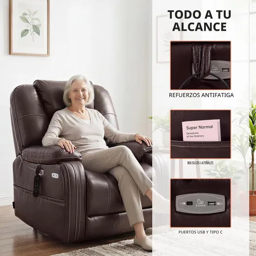 Vista 12 de Sillón reclinable con elevador eléctrico de triple motor EONIX para personas mayores con reposacabezas ajustable, silla de elevación eléctrica