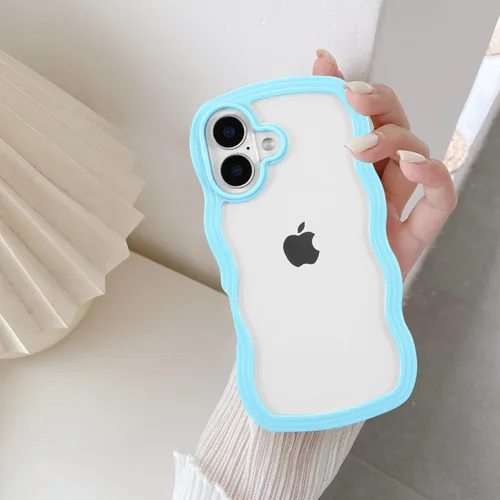 Vista 9 de QLTYPRI Funda compatible con iPhone 7/8/SE, bonita funda transparente con marco ondulado rizado para niñas y mujeres, funda protectora de TPU