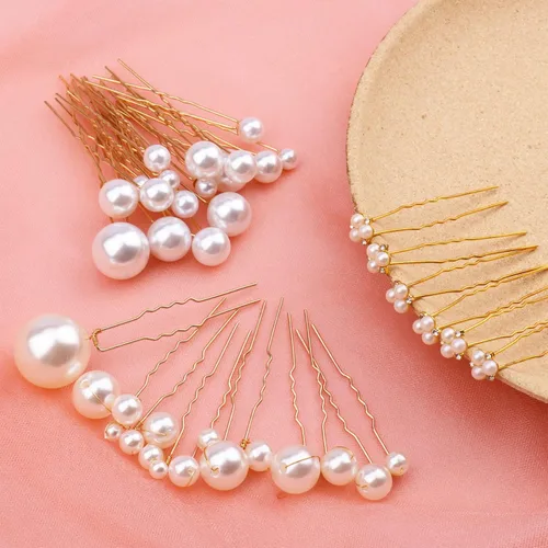 Vista 7 de 30 horquillas para el pelo de perlas de boda para novias, elegantes diamantes de imitación de perlas, horquillas para el cabello, accesorios