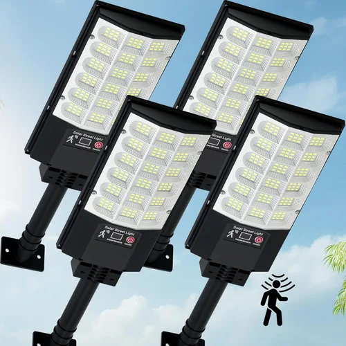 Vista 10 de Farolas solares para exteriores, luces solares impermeables con sensor de movimiento con control remoto, 6500 K del anochecer al amanecer, luz