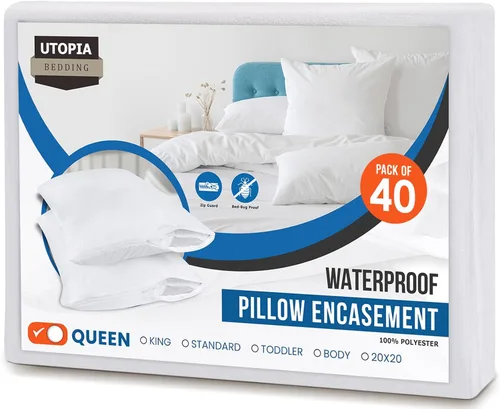 Vista 18 de Utopia Bedding - Funda de almohada impermeable con cremallera, 20 x 26 pulgadas, 2 unidades, estándar, color blanco