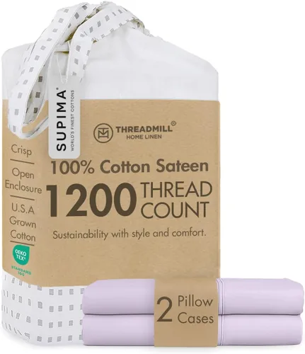 Vista 15 de Threadmill Fundas de almohada de lujo Queen Juego de 2 de tamaño estándar 1200 hilos 100% algodón Supima de EE. UU. Fundas de almohada suaves