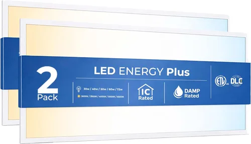 Vista 6 de Paquete de 6 luces LED de panel plano de 2 x 4 para techo caído, 9360 lm seleccionables 30W/40W/50W/60W/72W, temperatura