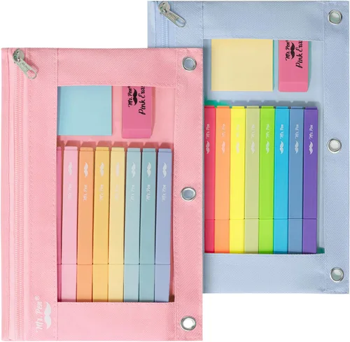 Vista 36 de Mr. Pen Estuche de tela para lápices con 3 agujeros para carpeta, color negro, juego de 2