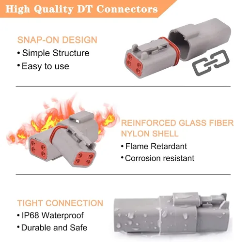 Vista 4 de 174 piezas 12 kits de conectores DT serie DT 2 3 4 6 8 12 pines conectores con tamaño 16 contactos estampados para conector Deutsch, conector
