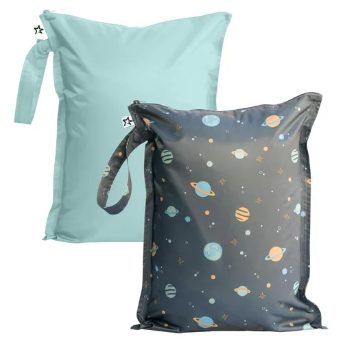 Vista 15 de Tiny Twinkle Bolsas húmedas a prueba de desorden Paquete de 2 bolsas húmedas reutilizables impermeables para trajes de baño Ropa de bebé Bolsa