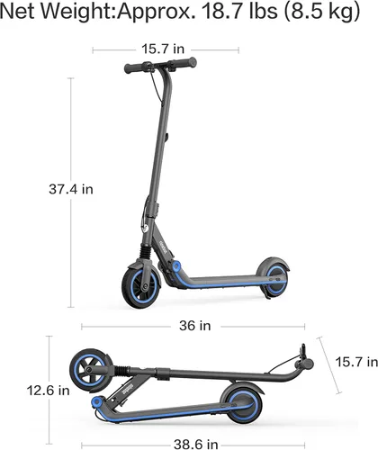 Vista 34 de Segway Ninebot eKickScooter - Electric Scooter for Kids 6-14, w/t Adjustable Handlebar Height (Only C2 Pro) for Riders up to 132 lbs, Includes New