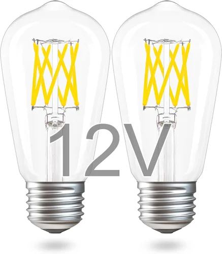Vista 11 de Bombilla Edison de 12 V, 6 W, E26, 12 voltios, color blanco cálido, equivalente a 2700 K, 60 W, 600 lm, CC 12 V, 24 V, bajo voltaje, ST21