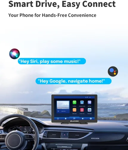 Vista 6 de Pantalla inalámbrica CarPlay de 9 pulgadas para automóvil, CarPlay y Android Auto pantalla táctil con cámara de respaldo, Bluetooth, navegación