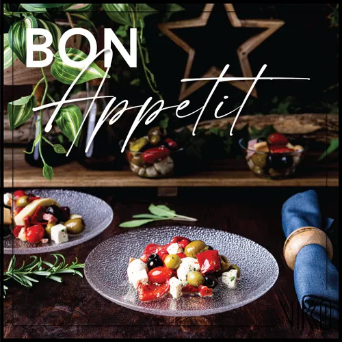 Vista 4 de Vikko Plato de ensalada, juego de 4 platos de vidrio, postre, ensalada, plato de aperitivo, elegante diseño de vidrio texturizado, platos apilables