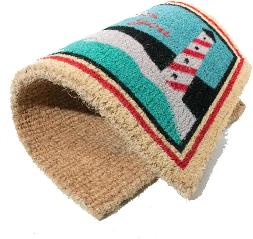 Vista 4 de Imports Decor - Felpudo decorado de fibra de coco, escena de faro, 18 x 30 pulgadas