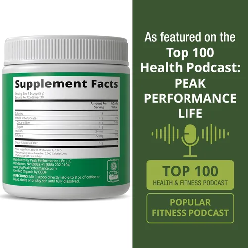 Vista 6 de Peak Performance Polvo de fibra prebiótica orgánica de Acacia Senegal – Sin sabor USDA Prebióticos veganos solubles a base de plantas Suplemento