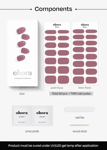 Vista 6 de ohora Tiras de uñas de gel semicuradas (N Bare Plum), color morado, sólidas, funcionan con cualquier lámpara UV/LED, calidad de salón, larga