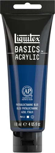 Vista 120 de Liquitex BASICS Pintura Acrílica, Tubo de 250ml (8.5 oz), Azul Ftalocianina