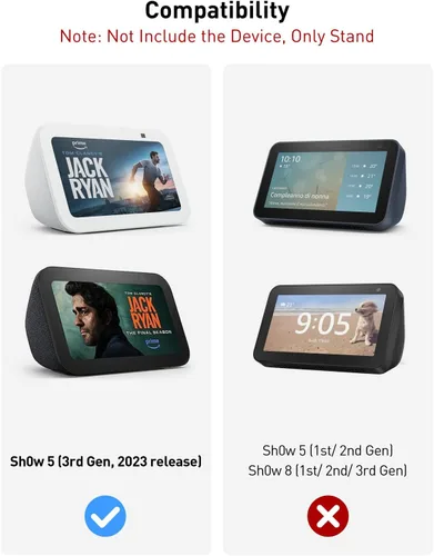 Vista 7 de Maxonar Soporte para Echo Show 5 (3ª generación), soporte giratorio de inclinación ajustable, base antideslizante, magnético fuerte, compatible