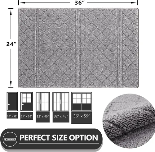 Vista 2 de REFETONE Tapete para interiores, tapete para puerta delantera y trasera de 24 x 36 pulgadas, tapetes con parte trasera de goma antideslizante
