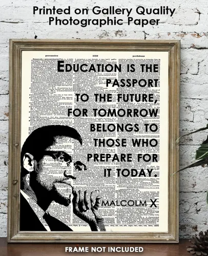 Vista 5 de Inspirational Black Leader Wall Art Poster: "Education is the Passport" - 8x10 Unframed African American Wall Art, Positive Affirmations Decor for
