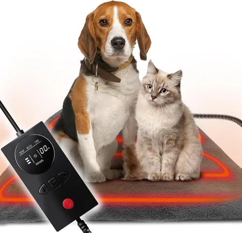 Vista 8 de Almohadilla térmica para mascotas activada por presión de 18 x 15, detección de gravedad, modo automático o manual, cama calentada para perros