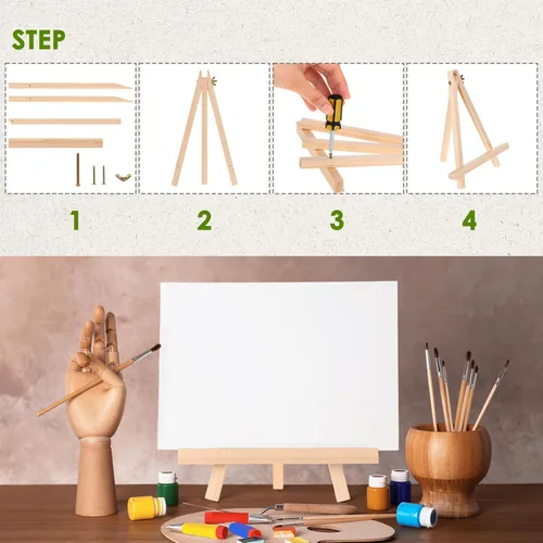 Vista 6 de Jekkis Caballete para pintar, caballetes de mesa de 9 pulgadas, juego de 12, soportes de exhibición de madera altos para lienzo, caballete