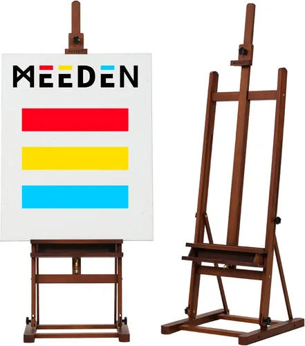 Vista 9 de MEEDEN Caballete grande de artista de estudio, con capacidad para máximo lienzo de 48 pulgadas, caballete de madera maciza de haya con marco en H