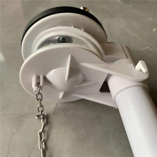 Vista 4 de Válvula de descarga de una pieza, kit de reparación universal, tubo de desbordamiento de 2 pulgadas, color blanco