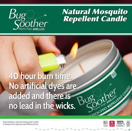 Vista 4 de Bug Soother Vela repelente de insectos natural – Protección contra mosquitos y mosquitos sin DEET, agradable aroma a hierba de limón y vainilla