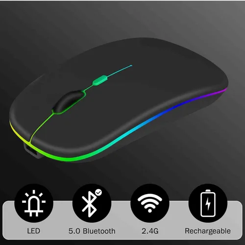 Vista 2 de UrbanX Ratón inalámbrico recargable LED de 2.4 GHz y Bluetooth, para Amazon Fire HD 10 Plus (2021), también compatible con TV, portátil, PC, Mac