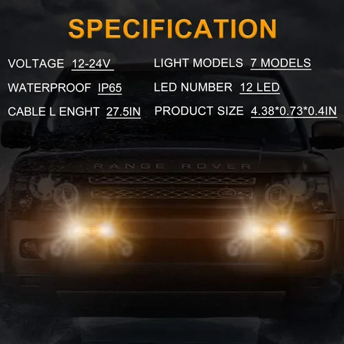 Vista 4 de Luces estroboscópicas de emergencia, montaje en superficie universal, ámbar/blanco, advertencia de emergencia, barra de luz estroboscópica