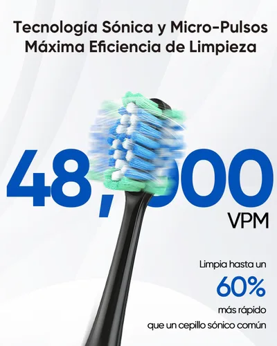 Vista 2 de MySmile UC605 Cepillo de dientes eléctrico para adultos, cepillo de dientes electrónico sónico recargable con 6 cabezales de cepillo y estuche