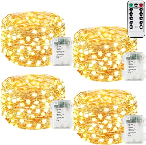 Vista 28 de Guirnalda de luces LED enchufables de 33 pies, impermeable, para exteriores e interiores, 8 modos con temporizador, luz de Navidad, decoración