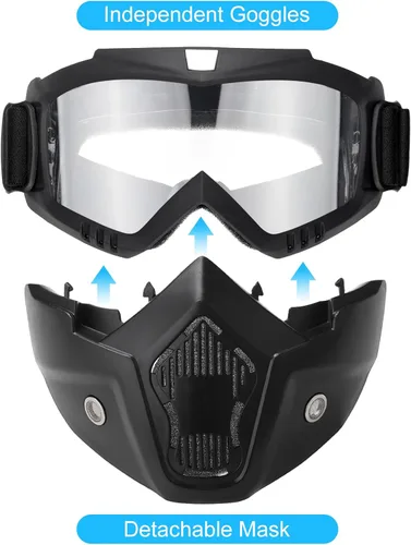 Vista 2 de Casco Airsoft y máscara, con riel lateral frontal de montaje NVG, máscara de cara completa, Paintball anti niebla, gafas desmontables
