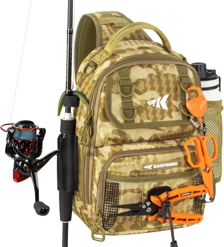 Vista 14 de KastKing Bolsa de Pesca con Eslinga BaitSpace, Mochila de Pesca con Soporte para Caña y Bebidas, Bolsa de Aparejos para Equipo de Pesca