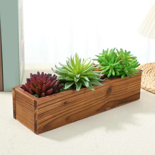 Vista 3 de Maceta de madera rústica para flores, caja de ventana antipodrida