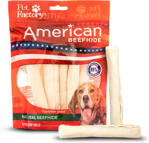 Vista 15 de Pet Factory American Beefhide - Rollos de chips de 5 pulgadas para perros, sabor a carne de res y pollo, 50 unidades/1 paquete