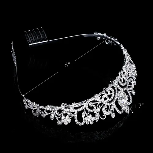 Vista 40 de Corona de princesa para mujer, tiaras de reina de cristal para niñas, accesorios para el cabello de novia, regalos para cumpleaños, boda