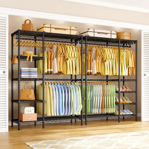 Vista 3 de Ulif F2 - Perchero de ropa de 5 niveles, perchero resistente para dormitorio, organizador de almacenamiento de clóset ajustable independiente, 46.1