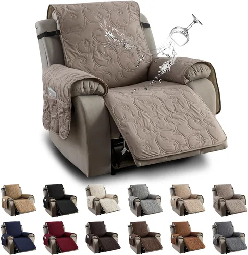 Vista 11 de Funda reclinable 100% impermeable para sofá biplaza, 4 piezas divididas para sofá reclinable de 2 asientos, funda de sofá reclinable antideslizante