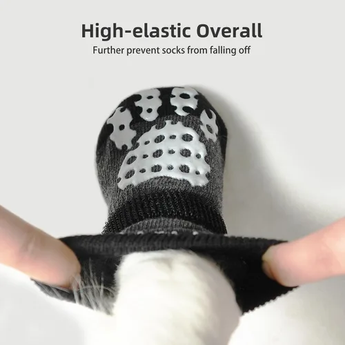 Vista 3 de PUPTECK Calcetines antideslizantes para perros con agarres de doble cara para perros pequeños, medianos y grandes, suelos de madera dura que evitan